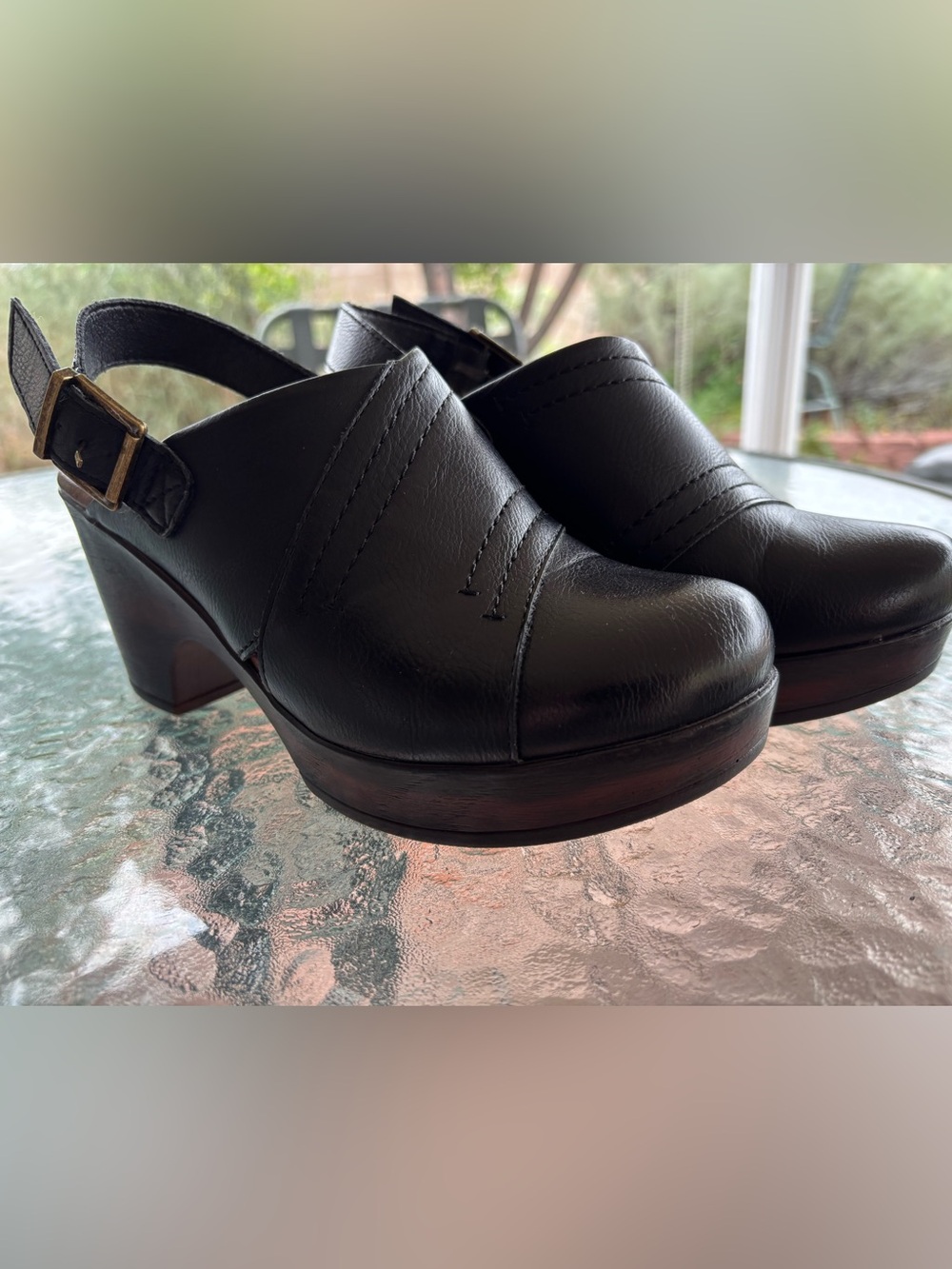 Børn Leather Ankle Strap Platform Heels Black US 9M